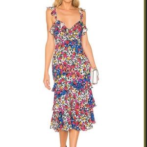 Majorelle Blue Nolita Floral Ruffle Midi